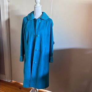 Elegant Blue Teal Vintage Women's Coat